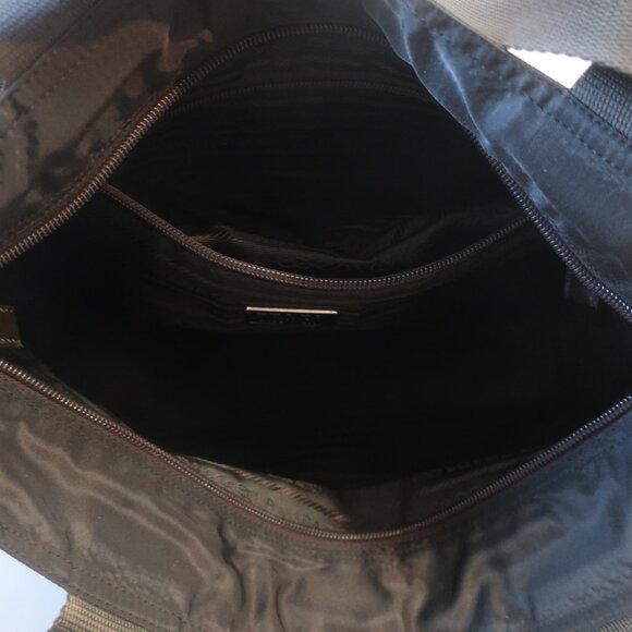 Authentic Womens Prada Milano (25) Brown Nylon Shoulder Travel Tote Handbag - Picture 13 of 16